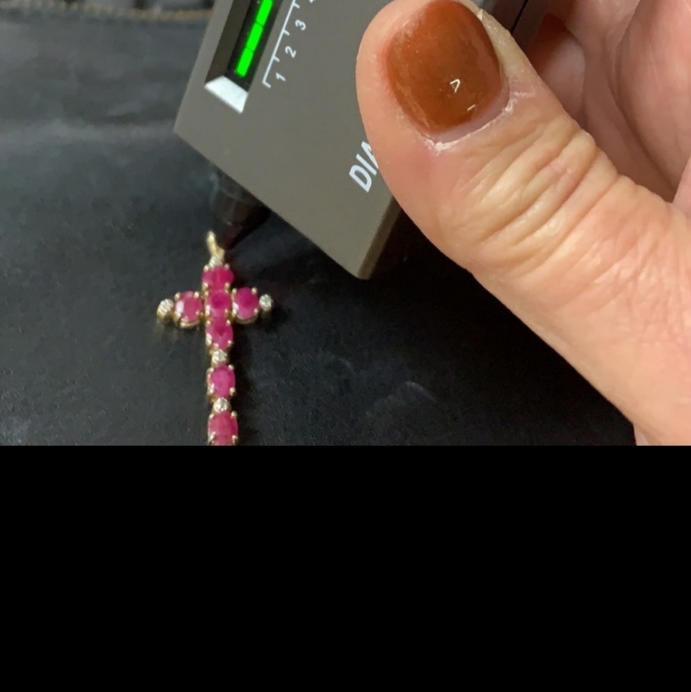 Geniune Ruby Diamond Sterling Silver Cross Pendant. ๐ - Picture 7 of 7